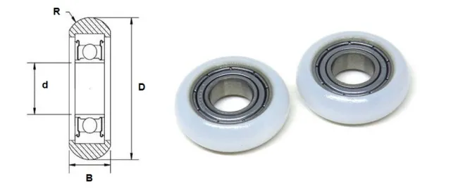 10x29.5x9 mm 6800 Round Wheel Surface Track Roller Bearing Pulley / Sliding Window Wheel / Sliding Track Roller / Nylon Pulley Wheel / Bearing Roller