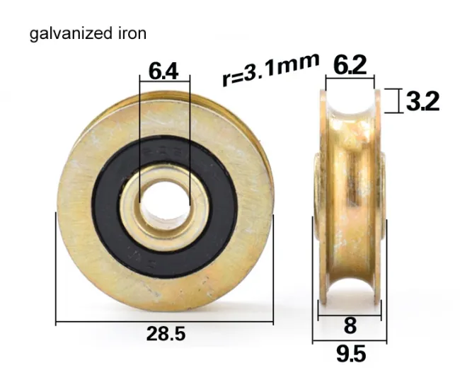 6x33x8mm Galvanized Iron Track Roller Bearings / Sliding Door Roller / Window Roller / Sliding Gate Wheel