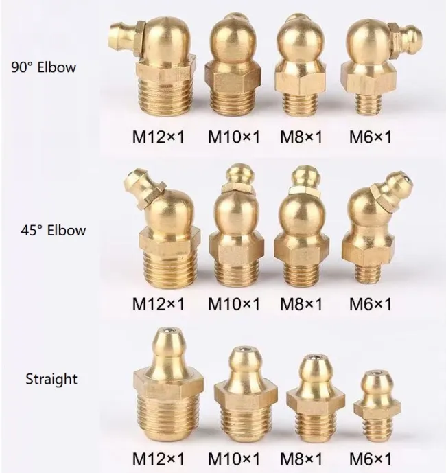 M12x1 Zinc-plated Steel/ Brass / Stainless Steel Straight/ 45 Elbow/90 Elbow Hydraulic Grease Fittings/Nipple