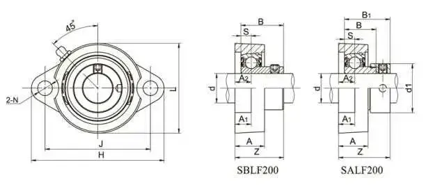 SALF Series Pillow Block Bearings(SALF201 SALF201-8 SALF202 SALF202-9 SALF202-10 SALF203 SALF203-11 SALF204 SALF204-12 SALF205 SALF205-14 SALF205-15 SALF205-16)