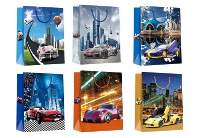China Christmas Gift Paper Shopping Bags with car patters design Chinese Manufacturer for sale
