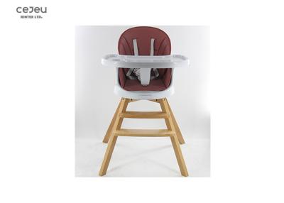 China EN14988 360 Degree Rotatable Folding Wooden High Chair 2 Position 2 Height Adjusted for sale