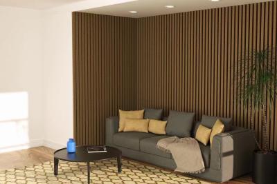 China Linear Wood Slats Fireproof Decorate Wood Acoustic Panels Sound Absorbing for sale