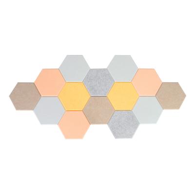 China 3mm 25mm Hexagon Sound Absorbing Wall Tiles PET Acoustic Panel for sale