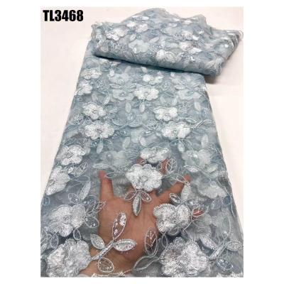 China African embroidery High Quality African sequin Tulle yarn dyed Fabric net lace for sale