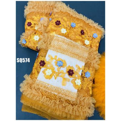 China Popular Mesh 3D flowers lace embroidered applique flower net lace french lace for sale