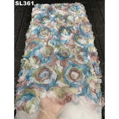 China Ready cargo fast delivery Swell 3d flower tulle net bridal lace fabric for sale