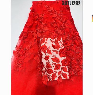 China 2022  Hot fashion 3D tulle lace fabric french lace fabric for weeding dress in Lagos for sale