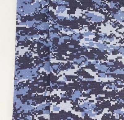 China Blue Polyester Camo Material Fabric , Mosaic Printed Camouflage Cloth Material for sale