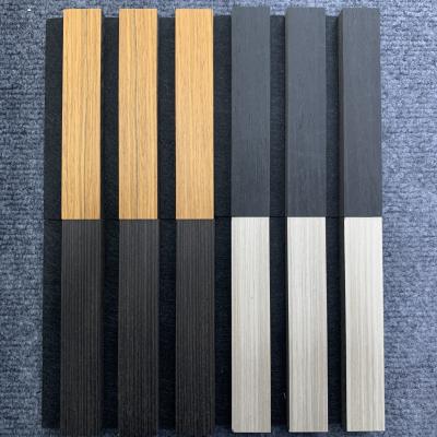 China SGS Wood Veneer Decorative Wall Panels Reduce Noise Wooden Slats Partition Interior for sale