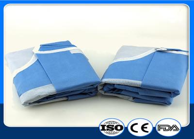 中国 Nonwoven使い捨て可能な手術衣は青い病院Spunlaceを補強した 販売のため