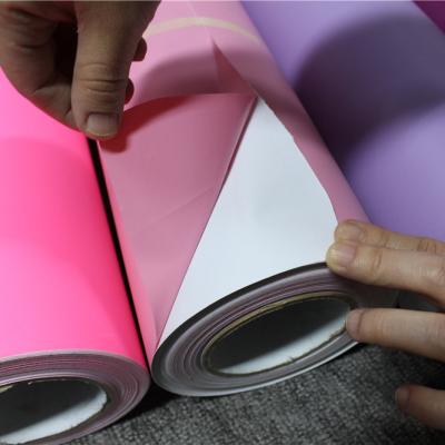 China 0.08mm Pink Self Adhesive Vinyl Sticker Advertisement Material For Cutting Plotter for sale