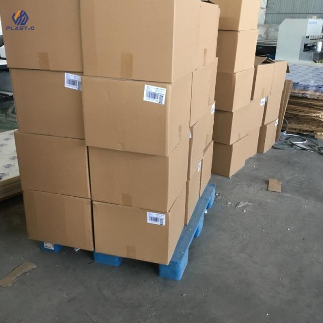Packaged acrylic boxes on pallets