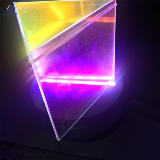 Rainbow acrylic sheet in different lighting conditions