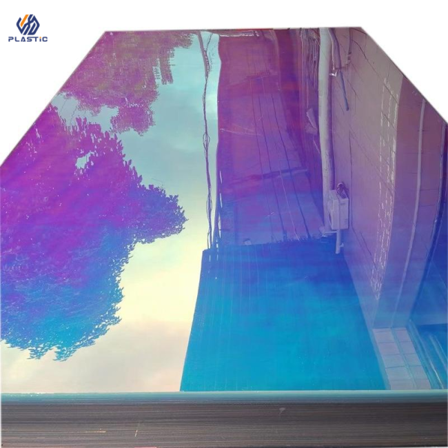 Rainbow acrylic sheet sample with protective film
