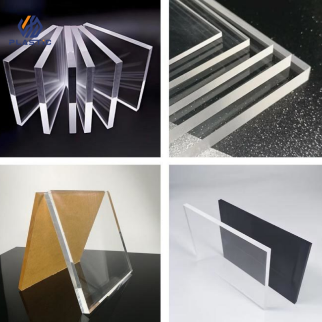 Close-up of clear acrylic sheet edge