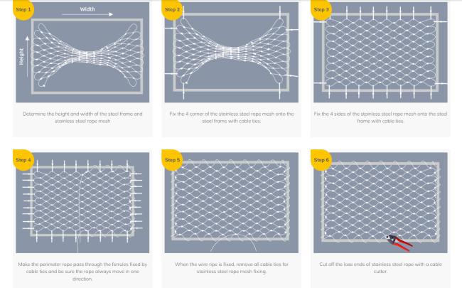 Frame rope mesh installation guide