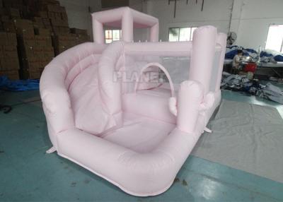 China Outdoor Backyard Kids Pastel Pink Bounce House Inflatable Bouncer Bouncy Castle With Water Slide And Pool for sale