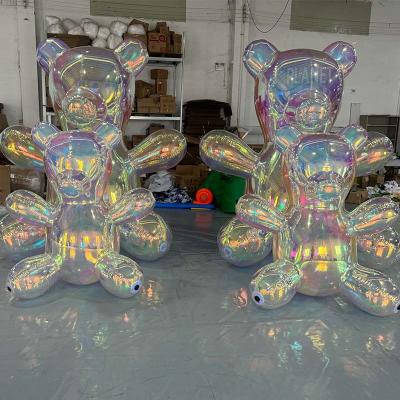 Custom Airtight Inflatable Iridescent Mirror Bear Cartoon Model Inflatable Reflective Bear Balloon