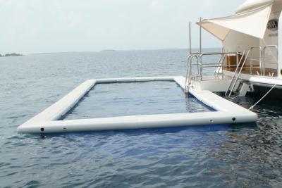China piscina inflable flotante del mar de la piscina de las Anti-medusas del agua de la tela de la pared del doble 1000D con la red de recinto en venta