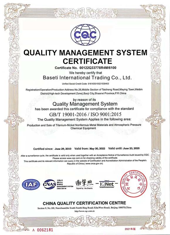 Quality Management System - Baseti International Trading Co., Ltd.