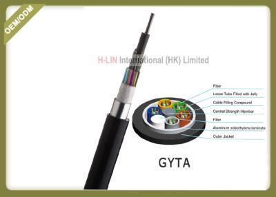 China Lamina de aluminio floja trenzada al aire libre del polietileno del cable de fribra óptica GYTA del tubo en venta