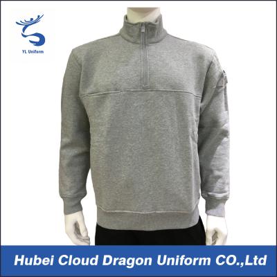China Mens Fleece Job Security Guard T Shirts Warm Heather Grey Cotton for sale