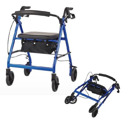 China Four Wheels Aluminum Medical Folding Wheelchair Rollator Walker for sale