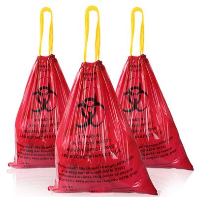 China Large Capacity Yellow red hospital clinics infectious plastic disposable medical biohazard waste bags for sale
