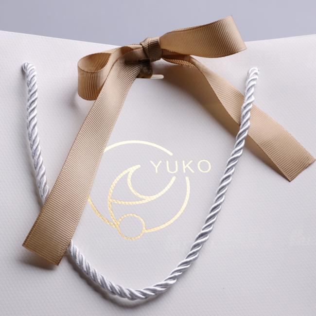 Glitter Rose Gold Gift Bag White Gloss Custom High-end Ribbon Gift Bag