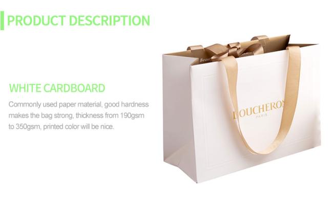 Custom Logo Printed Luxury High End White Paper Jewelry Clothing Packaging Gift Shopping Bag