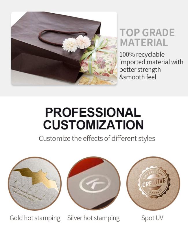 Creatrust Custom Gift Paper Bag Handle Paper Bags Brand Logo Luxury Boutique Shopping White Kraft Paper Customized CMYK Accept