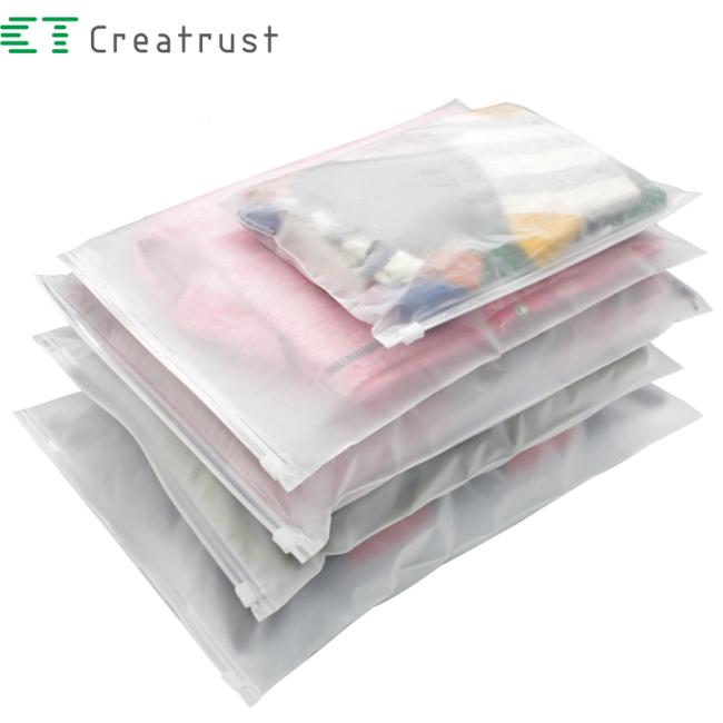 ZGCX 50pcs One Pack 30*40 Cm Waterproof Frosted Slider PVC Zipper Bags Wholesale Plastic Transparent Matt Ziplock Cloth Bag