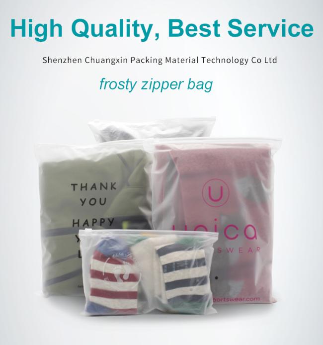ZGCX Custom Frosted Zip Lock Logo Reseal Poly Bag Slider Plastic Bag Clothes Packing