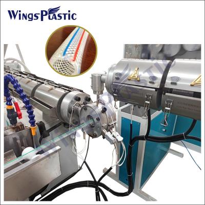 中国 PVC繊維強化パイプ製造機械 PVCガーデン繊維編み PVCホースチューブエクストルーション製造機械ライン 販売のため