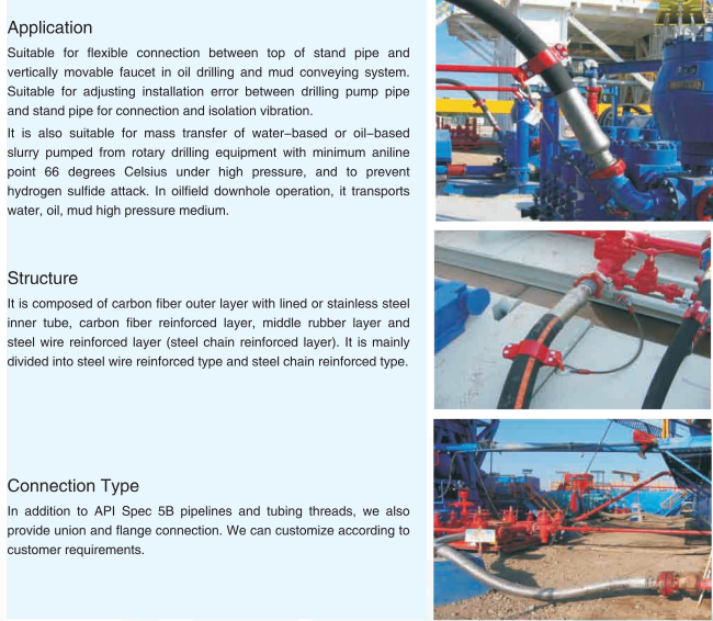 High pressure oil drilling hose