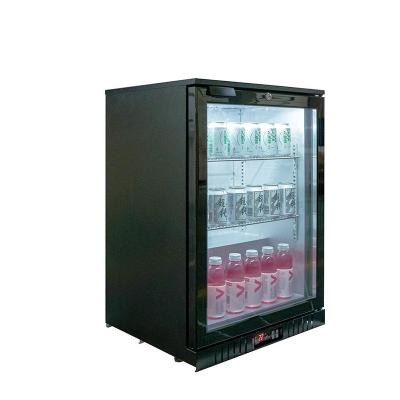 China Refrigerador de vidro refrigerando da barra da parte traseira de porta da dobradiça do refrigerador da barra da cerveja do refrigerador da exposição do fã do hotel 108L com CE à venda