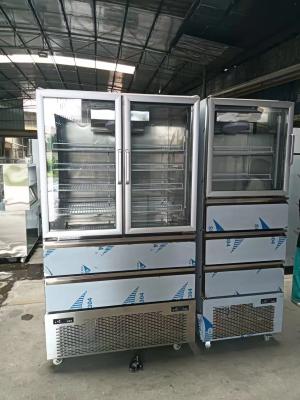 China Upright Refrigerator 2 Glass Door For Freezer 2 Drawers For Chiller For Kitchen With 110V/60Hz for sale