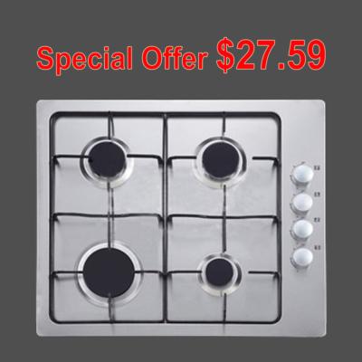 China White 4 Burner Gas Hob Stainless Steel With Pulse Igniton Enamel Pan Support for sale