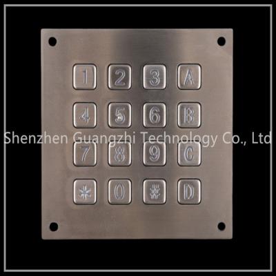 China Metal Backlit Numeric Keypad , SS 4x4 Matrix Keyboard For Vending Machine for sale