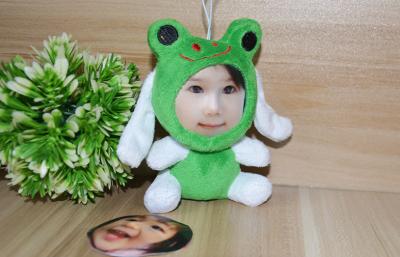 China Eco-friendly soft plush 10CM Frog shape 3D Face Dolls , stuffed dolls with photo faces for sale