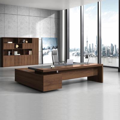 China Brown Executive Desk Sets 900mm Wooden Office Desk With Cabinet​ for sale