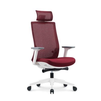 China Silla ergonómica roja de la oficina del eslabón giratorio de la malla de la vibración de la silla de la oficina del CEO rojo en venta