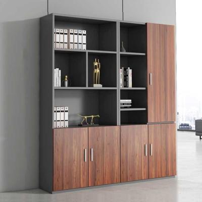 China 71 Inch Office Wooden Filing Cabinets Boss Desk Matching Bookcase Brown for sale
