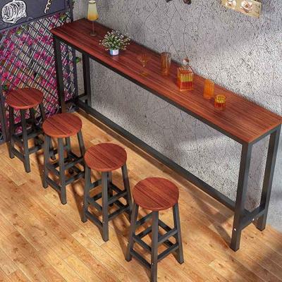 China Vintage Brown High Chair Bar Table 1.6m Tall Stool Table For Coffee Shop for sale