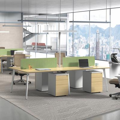 China Office Furniture Green 4 Seat Office Desk Office Cubicle Workstation For 5 Person for sale
