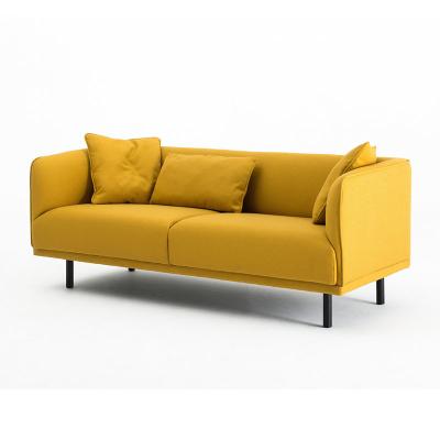 China Modern 3 Seater Living Room Sofa Yellow PU Leather Office Sofa Set en venta
