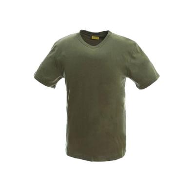 China 100% van de katoenen katoenen leger groene T-shirt militaire stof om overhemd van hals het overhemd gebreide mensen Te koop