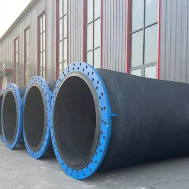 Close-up view of dredge hose material and reinforcement