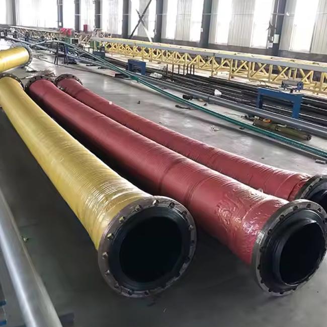 Close-up view of dredging hose construction
